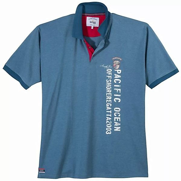 Brigg Poloshirt Große Größen Herren Polo Vertikalprint maritim blau melange günstig online kaufen