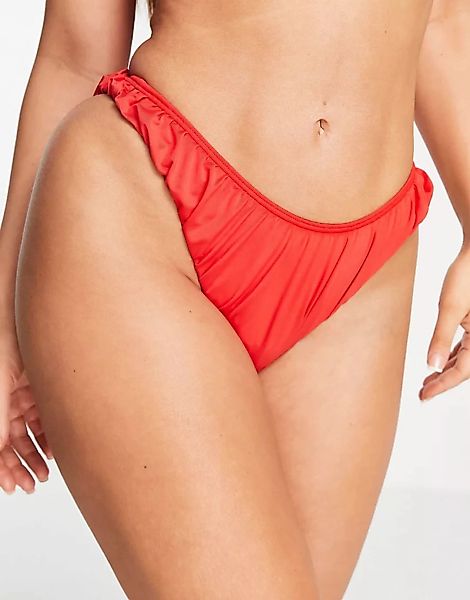ASOS DESIGN – Bikiniunterteil aus Netzstoff in Rot günstig online kaufen