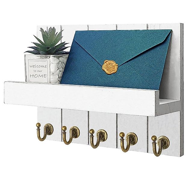 TUWENA Schlüsselbrett Schlüsselbrett mit Ablage, Dekoratives Holz Wandregal günstig online kaufen