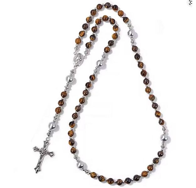 Ware aus aller Welt Kette ohne Anhänger Rosenkranz Gebetskette Tigerauge-Pe günstig online kaufen