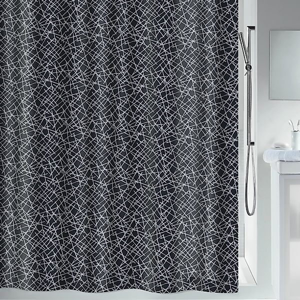 Spirella Duschvorhang Lines 120 cm x 200 cm Schwarz günstig online kaufen