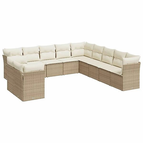 vidaXL 11-tlg Garten-Sofagarnitur mit Kissen Beige Poly Rattan Modell 41 günstig online kaufen