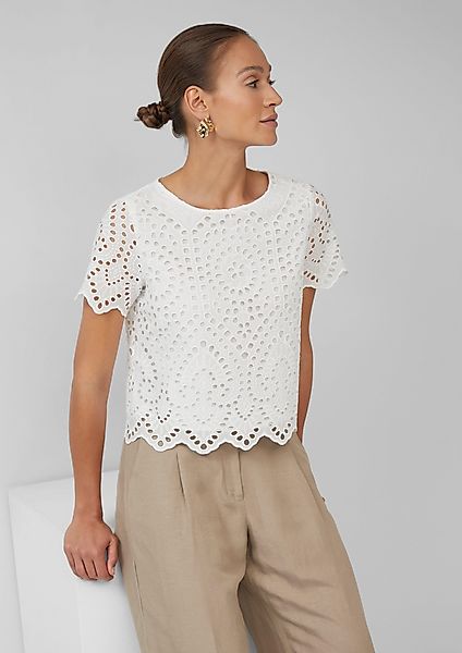 s.Oliver BLACK LABEL Kurzarmbluse Verkürzte Baumwollbluse günstig online kaufen