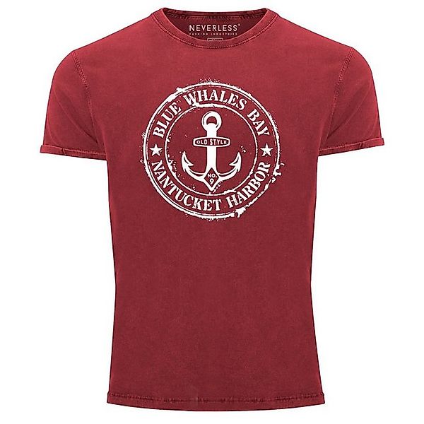 Neverless Print-Shirt Herren Vintage Shirt Anker Motiv maritim Retro Anchor günstig online kaufen