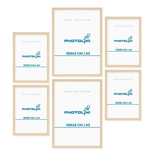 PHOTOLINI Bilderrahmen 6er Set Modern Schmal 30x42 cm / A3 und 21x30 cm / A günstig online kaufen