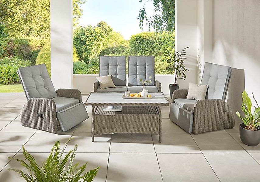 KONIFERA Gartenlounge-Set »Vigo« Set, 2x Sessel, 1x 2er Sofa, 1x Tisch 120x günstig online kaufen