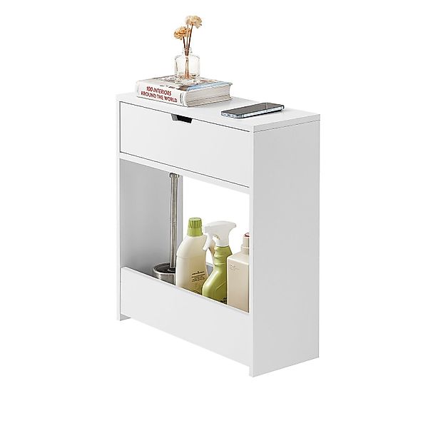 SoBuy Nischenregal mit 1 offener Ablage und 1 Klappe Kommode MDF Weiß BZR48 günstig online kaufen