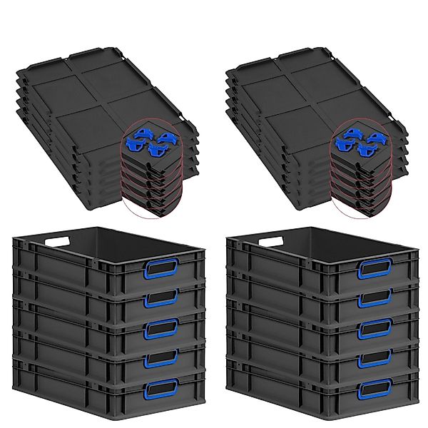 PROREGAL SparSet 10x Eurobox Nextgen Color Mit Auflagedeckel HxBxT 12x40x60 günstig online kaufen