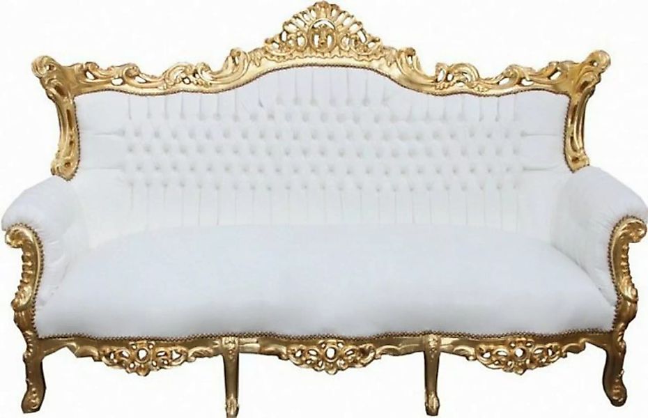 Casa Padrino 3-Sitzer Barock 3-er Sofa Master Weiss/Gold - Antik Möbel günstig online kaufen