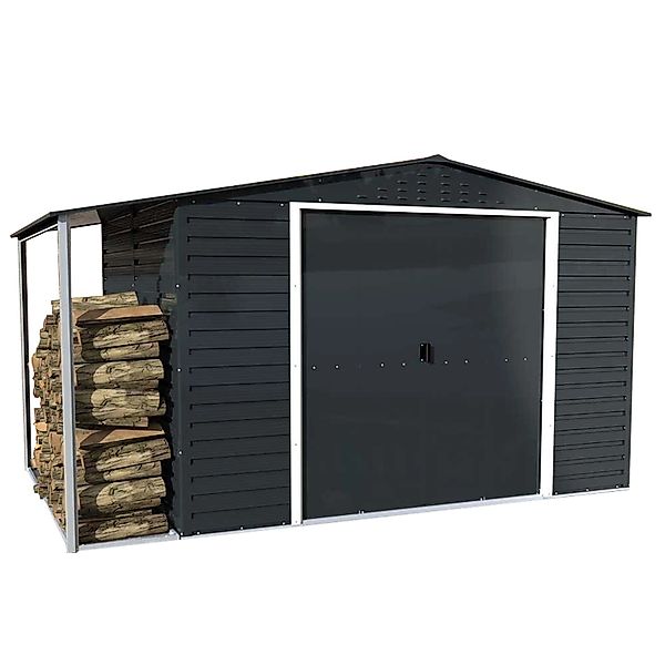 DURAMAX Metall-Gerätehaus Alpine 3x2,4m mit Anbau in Anthrazit günstig online kaufen