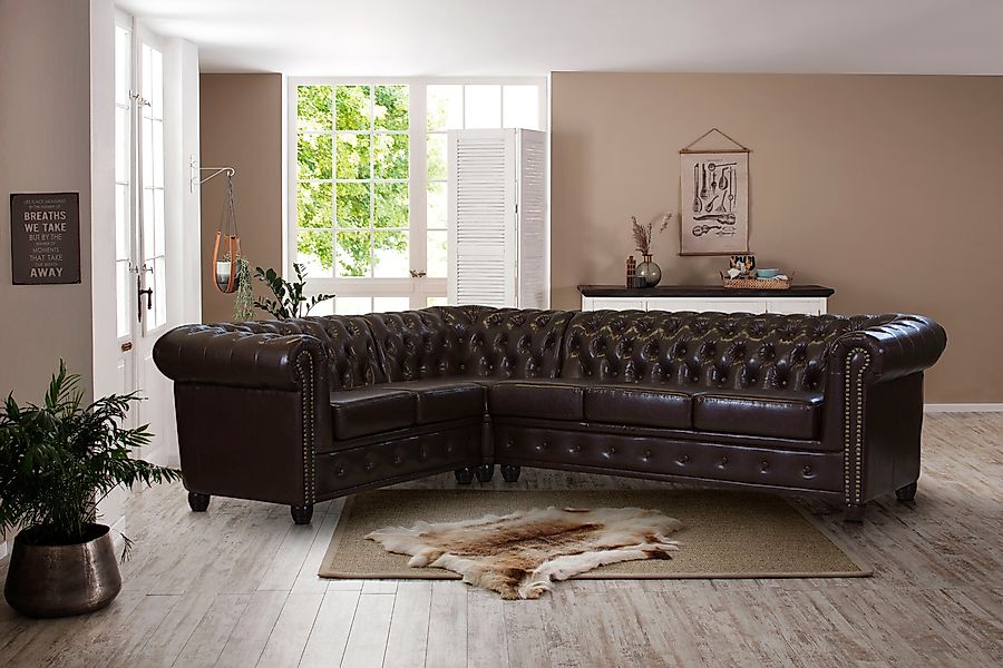 Home affaire Chesterfield-Sofa "Rysum L-Form" Chesterfield-Optik, langer Sc günstig online kaufen