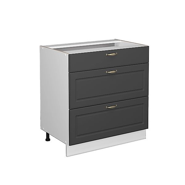 Vicco Badschrank Fame-Line Anthrazit-Gold/Weiß 80 x 82 cm mit 3 Schubladen günstig online kaufen