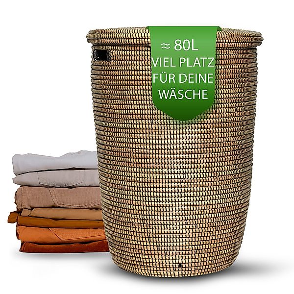YAADU Wäschekorb mit flachem Deckel 80L günstig online kaufen