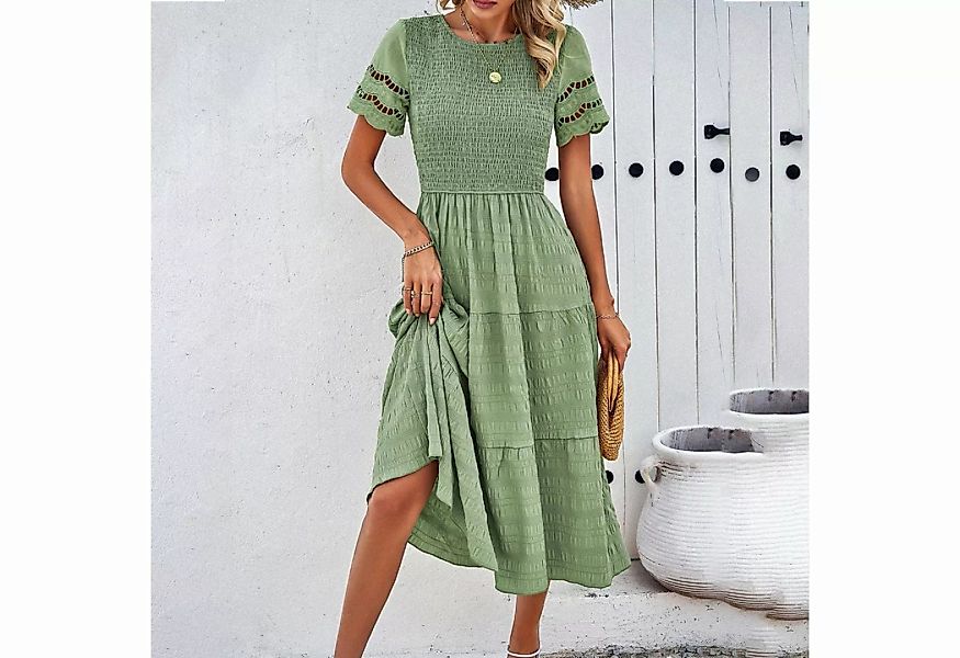 RUZU UG Chiffonkleid Kleid, einfarbiges Hohlkleid für Frühling und Sommer günstig online kaufen
