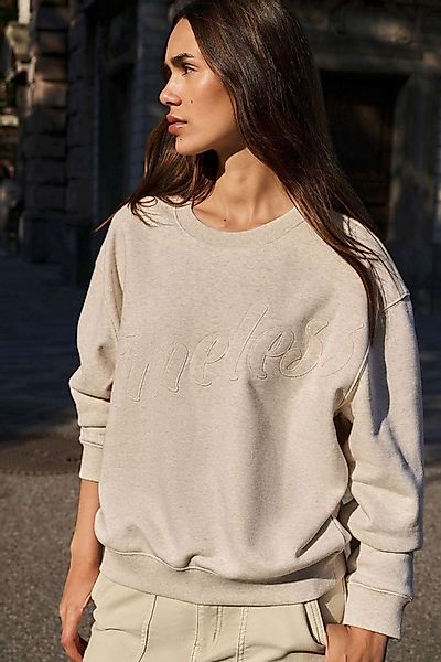 YAYA Sweatjacke Pullover mit aufgenähtem Text und Rundhals günstig online kaufen