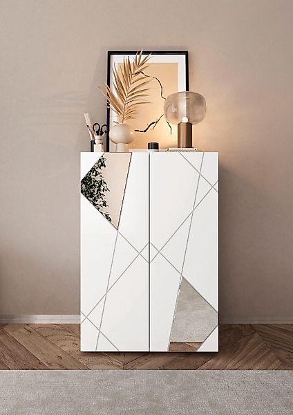 Home affaire Schuhschrank "Vittoria, Breite 78 cm" mit Spiegel und Siebdruc günstig online kaufen