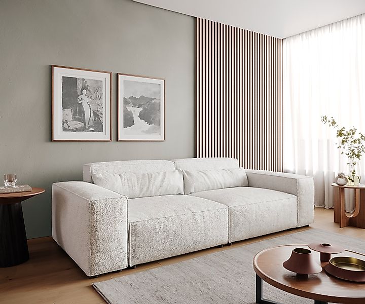 Big-Sofa Sirpio 230x90 cm Bouclé Creme-Weiß günstig online kaufen