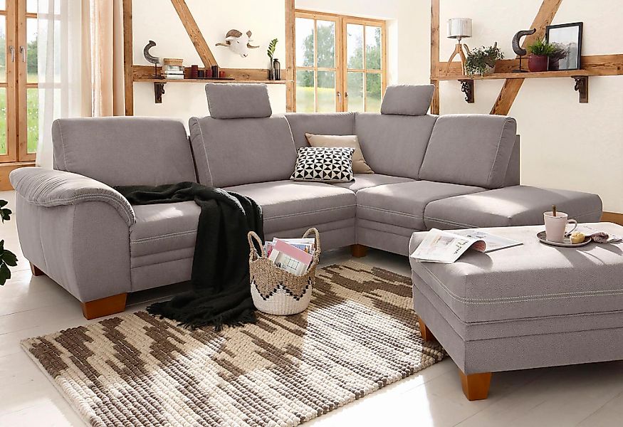 Home affaire Ecksofa "Husum L-Form", mit Sitztiefenverstellung, Federkern-P günstig online kaufen