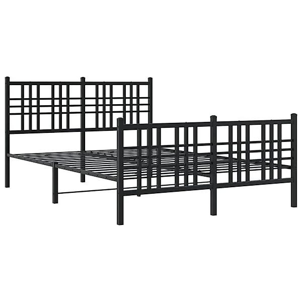 vidaXL Bettgestell mit Kopf- und Fußteil Metall Schwarz 120x190 cm 376339 günstig online kaufen