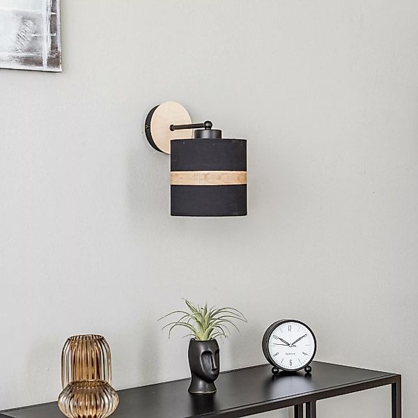 Wandleuchte Terra aus Holz und Textil, schwarz günstig online kaufen