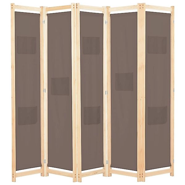 5-teiliger Raumteiler Braun 200 X 170 X 4 Cm Stoff günstig online kaufen