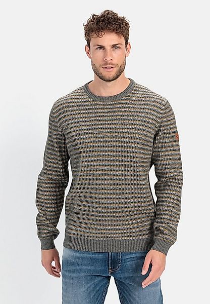 camel active Strickpullover im Streifenmuster Langarm Rundhals Markenlogo günstig online kaufen