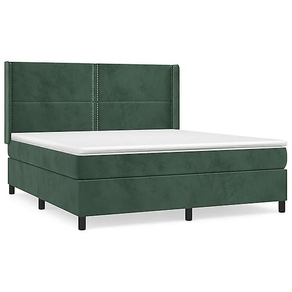 vidaXL Boxspringbett, Boxbett mit Matratze Dunkelgrün 180x200 cm Samt günstig online kaufen