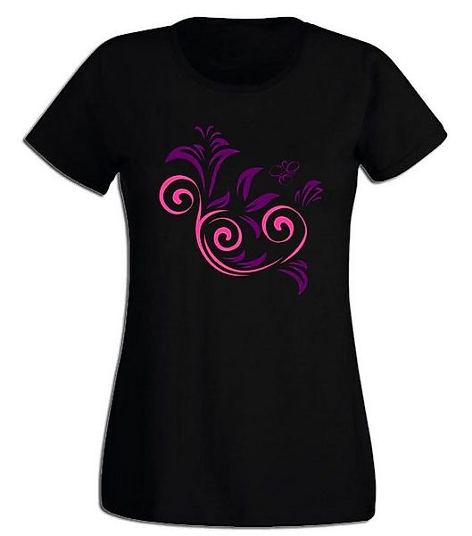 G-graphics T-Shirt Damen T-Shirt - Blumenranke Pink-Purple-Collection, mit günstig online kaufen