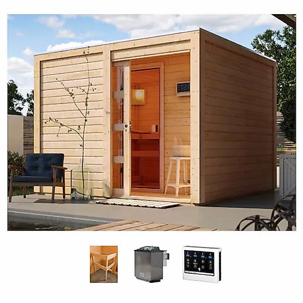 KONIFERA Saunahaus »Ruben« Set, naturbelassen, mit Ofen 9 kW Bio ext. Steue günstig online kaufen