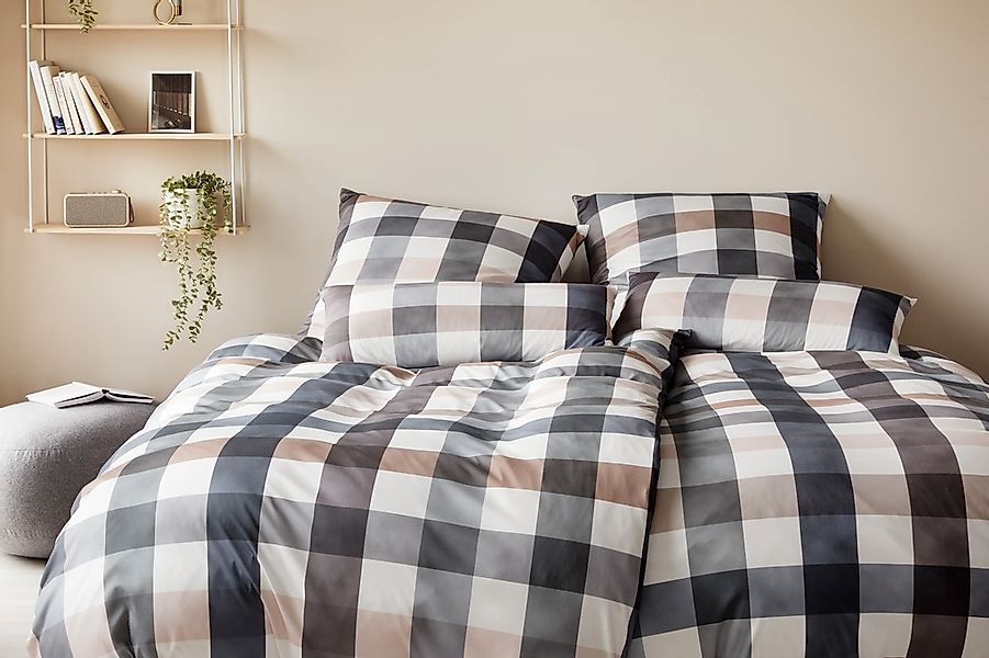 Elegante Bettwäsche "Kuschel Karo" 2 Stk. angenehmes Hautgefühl günstig online kaufen