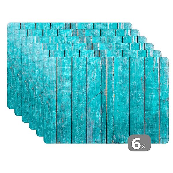 MuchoWow Platzset Holzstruktur mit türkisfarbenem Anstrich, günstig online kaufen