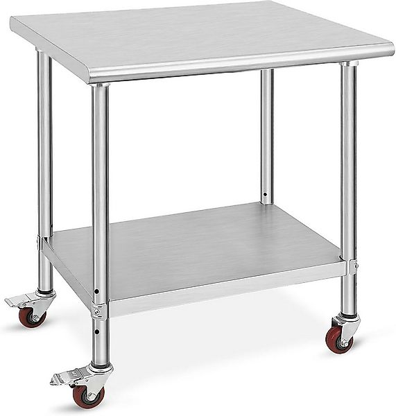 GarveeMore Arbeitstisch aus Edelstahl mit 3 Ablagen und Rollen,76x61x89cm, günstig online kaufen
