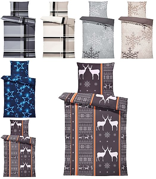 One Home Bettwäsche Winter, Biber, 2 günstig online kaufen