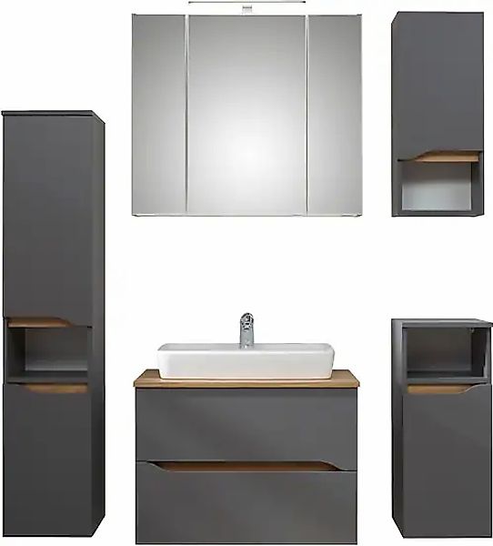 Saphir Badmöbel-Set »Quickset 5-teilig, Keramik-Aufsatzbecken und LED-Spieg günstig online kaufen