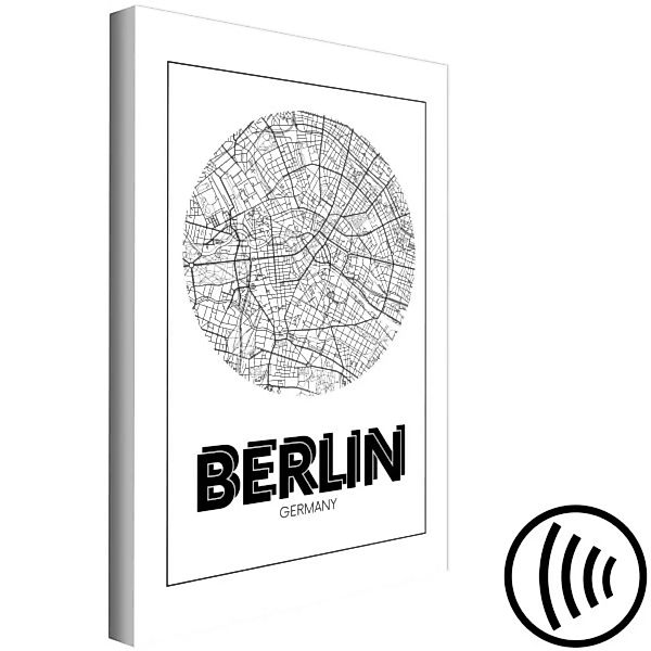 Wandbild Berlin - minimalistische Stadtkarte der deutschen Hauptstadt in sw günstig online kaufen