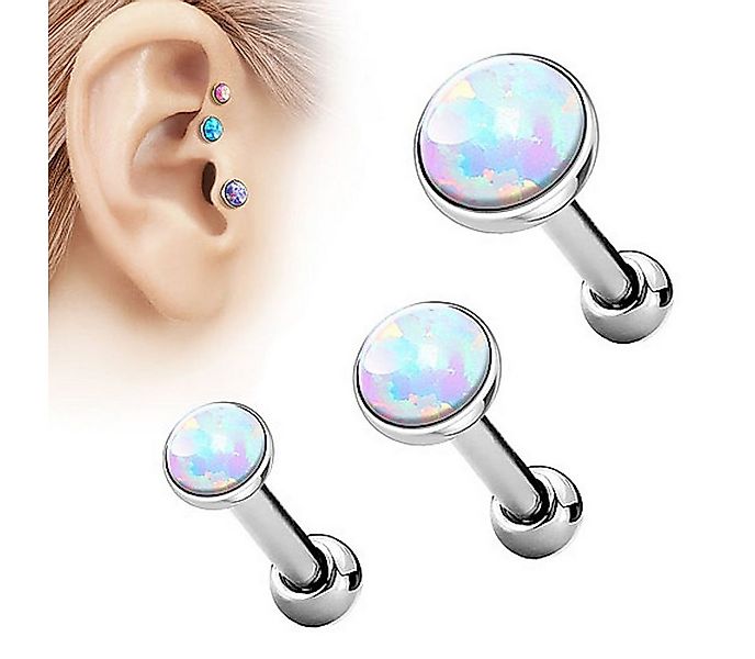 Taffstyle Piercing-Set Helix Tragus Piercing Stecker mit flachen Opal Stein günstig online kaufen