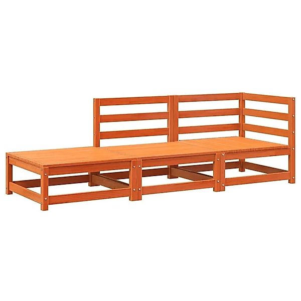 vidaXL Gartensofa mit Fußhocker 2-Sitzer Wachsbraun Massivholz Kiefer 83797 günstig online kaufen