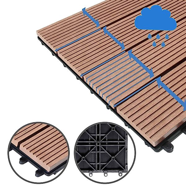 Casaria Holzfliesen 44x Mosaik Terrakotta, Terrassenfliesen günstig online kaufen