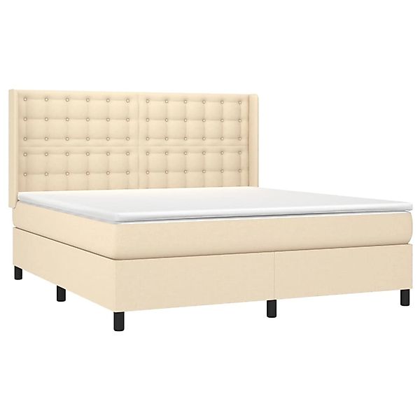 vidaXL Boxspringbett mit Matratze & LED Creme 160x200 cm Stoff 3138650 günstig online kaufen
