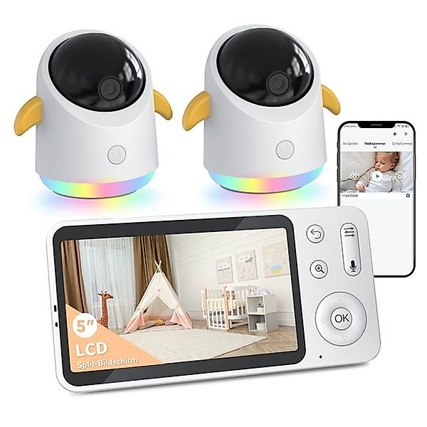 Boifun Video-Babyphone Babyphone mit 2 Kameras 2K/3MP, 5 Zoll WiFi Video Ba günstig online kaufen