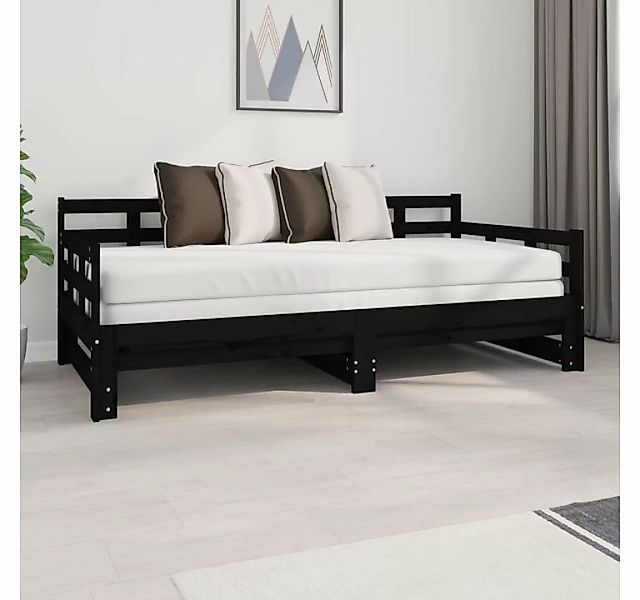 furnicato Bett Tagesbett Ausziehbar Schwarz Massivholz Kiefer 2x(90x190) cm günstig online kaufen
