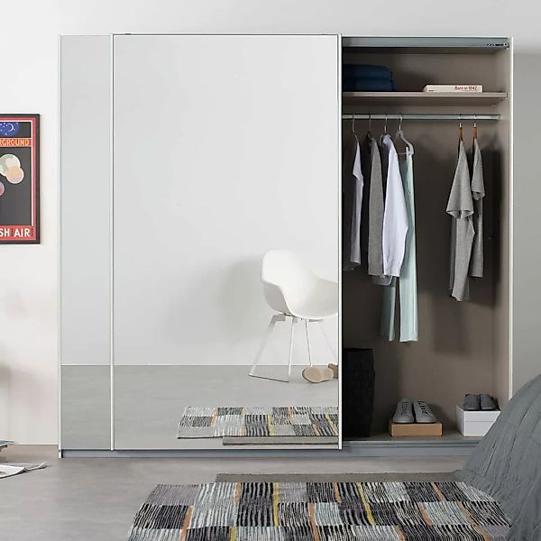 Malix Kleiderschrank mit 2 Schiebetueren (181 cm), Premium in Weiss mit Spi günstig online kaufen