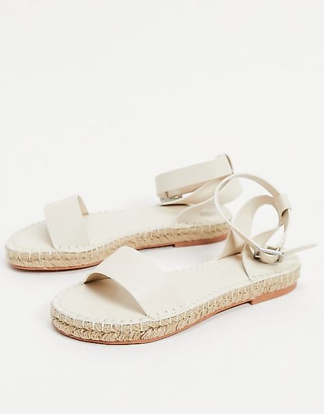 Abercrombie & Fitch – Espadrilles-Sandalen mit Knöchelriemen in Creme-Weiß günstig online kaufen