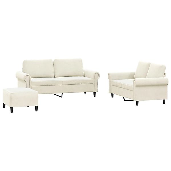 vidaXL 3-Tlg Sofagarnitur mit Kissen Creme Samt 3202228 günstig online kaufen