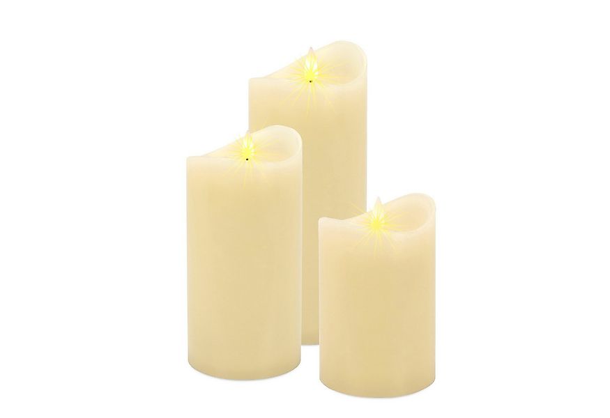 Spetebo LED-Kerze Echtwachs warm weiß (3er Set, 1-tlg., 10 / 12 / 15 cm), m günstig online kaufen