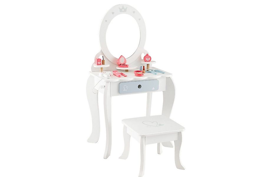 COSTWAY Schminktisch 2 in 1 Frisiertisch, mit Hocker &Spiegel günstig online kaufen