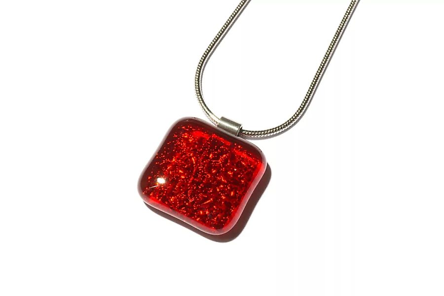 Halskette mit Glasanhänger Red Stone Simply (Edelstahlkette) günstig online kaufen