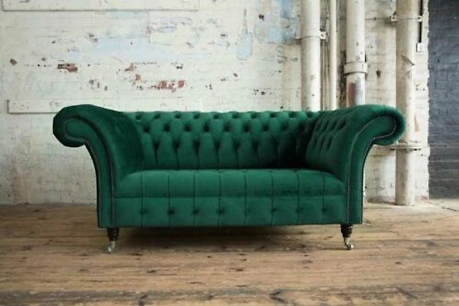 JVmoebel Sofa Grüne Designer Couch 2 Sitzer Chesterfield Samt Stoff Textil günstig online kaufen