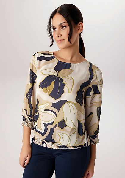 Aniston SELECTED Schlupfbluse mit Smokbündchen und allover Blumenmuster- NE günstig online kaufen