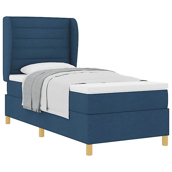 vidaXL Boxspringbett mit Matratze Dunkelgrau 90x190 cm Blau Stoff 3340661 günstig online kaufen